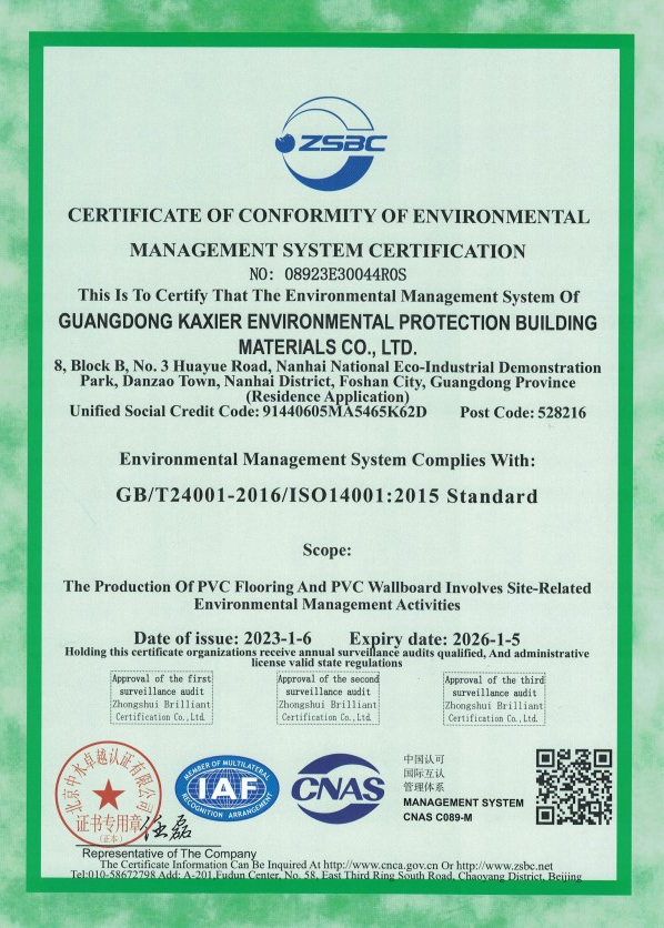 ISO140012015 Certificate